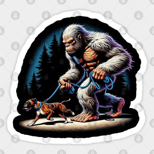 Heartfelt Bigfoot Walking Dog for Boxer Dog Enthusiasts Sticker by Crazy Frog GREEN